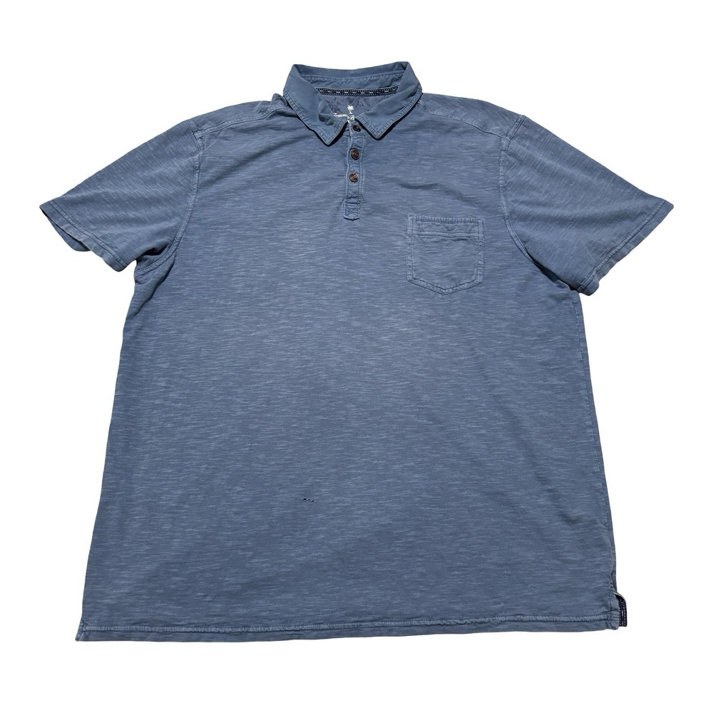 Tommy Bahama Men's Organic Cotton Polo Shirt Blue Size XL 24 x 30